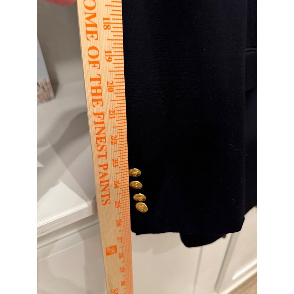 Lauren Ralph Lauren Mens 48L Navy Blue 100% Wool 2-Button Blazer Gold Buttons - Picture 5 of 10